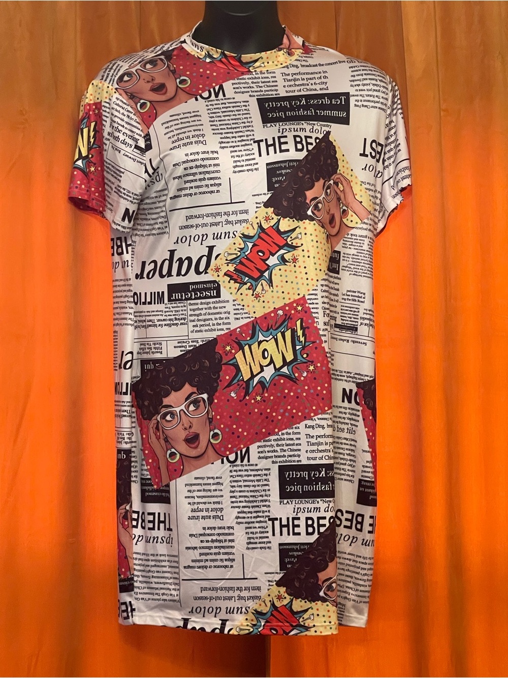 SHEIN Multicolor Comic Pop Art Newspaper Tee Dress